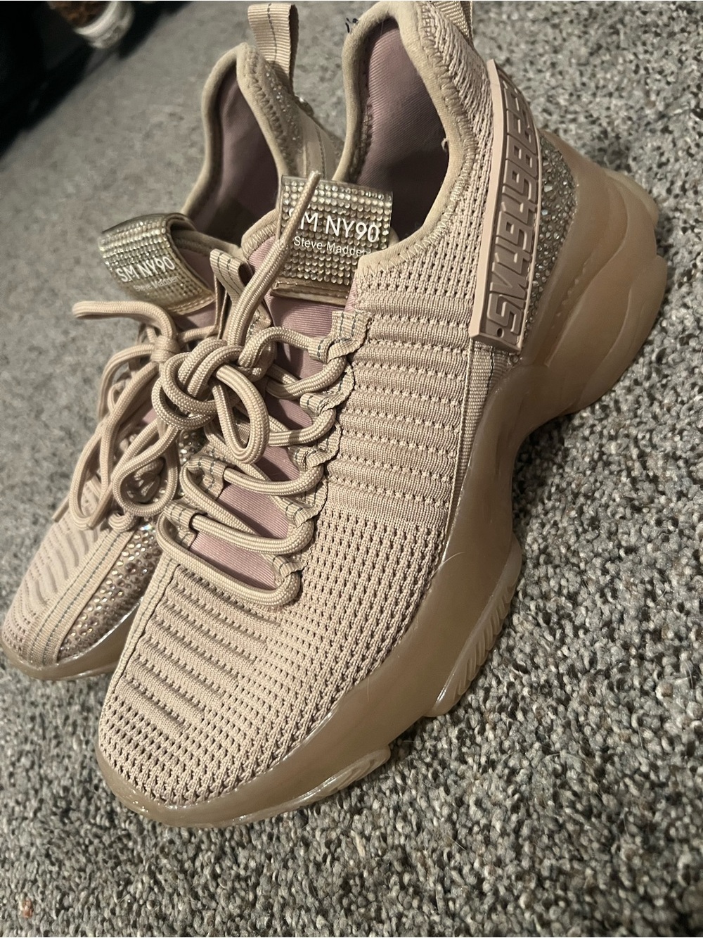 Steve Madden Women's Blush Knit Rhinestone Sneakers